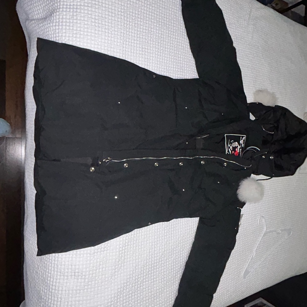 Moose Knuckles Black Puffer Jacket with White Accents